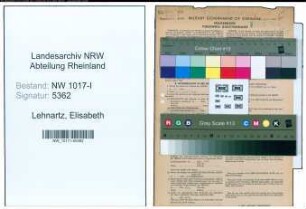 Entnazifizierung Elisabeth Lehnartz , geb. 03.09.1892 (Sekretaerin)
