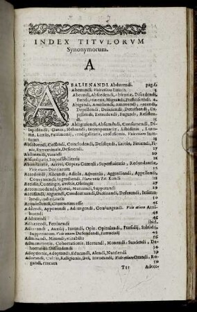 Index Titulorum Synonymorum.