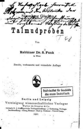 Talmudproben / von S. Funk