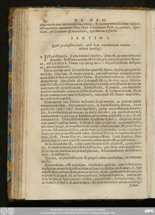 Sectio I. Quid praedestinationis, quid item reprobationis nomine debeat intelligi.