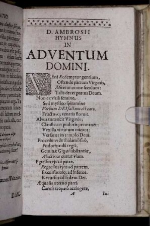D. Ambrosii Hymnus In Adventum Domini