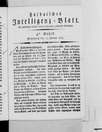 4tes Stück, Ausgabe vom 23. Januar 1805