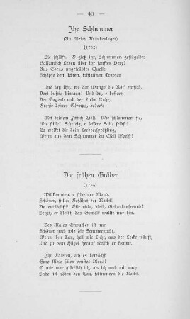 Ihr Schlummer (An Metas Krankenlager). (1752)