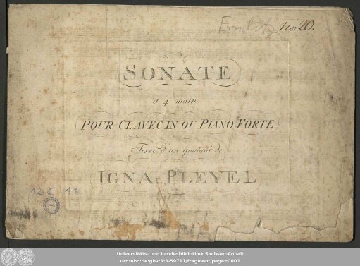 Sonate a 4 mains Pour Clavecin Ou Piano Forte : Tiŕee d'un quatuor