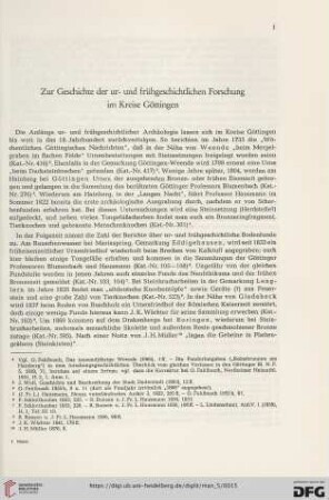 Zur Geschichte der ur- und frühgeschichtlichen Forschung im Kreise Göttingen