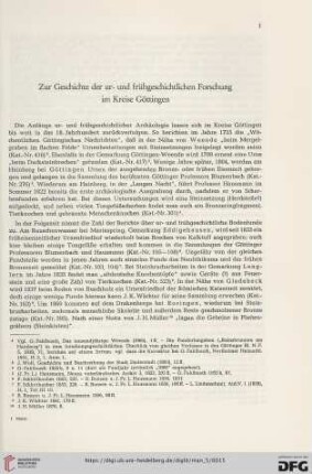 Zur Geschichte der ur- und frühgeschichtlichen Forschung im Kreise Göttingen