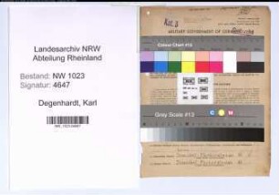 Entnazifizierung Karl Degenhardt , geb. 23.08.1896 (Inspektor)