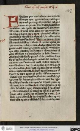 Finaliter pro conclusione notandum summopere que ignorantia excuset que non vel que augeat peccatum vel que minuat...