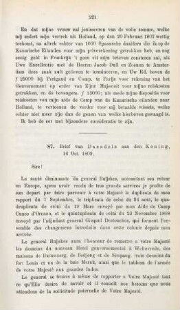 87. Brief van Daendels aan den Koning, 16 Oct. 1809