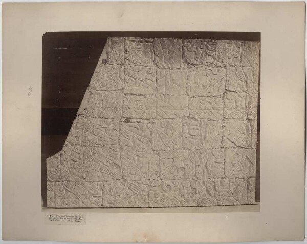 "Fragment of a bas-relief, taken in a room at the ball court."