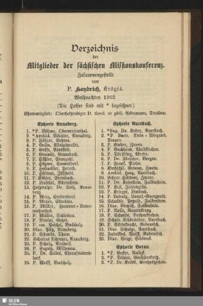 Verzeichnis der Mitglieder der sächsischen Missionskonferenz