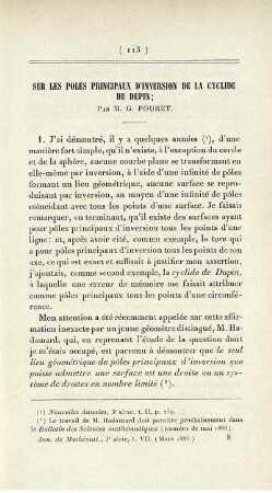 Sur les poles principaux d'inversion de la cyclide de Dupin.