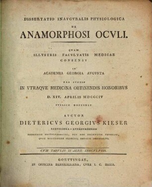 Diss. inaug. physiol. de anamorphosi oculi : cum 2 tab. aen.