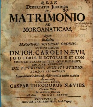 Diss. ... de matrimonio ad morganaticam