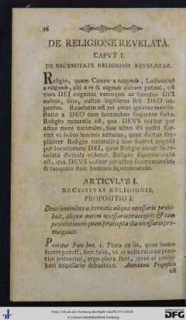 Caput I. De Necessitate Religionis Revelatae.