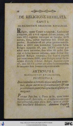Caput I. De Necessitate Religionis Revelatae.