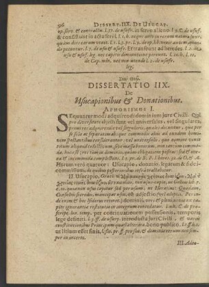 Dissertatio IIX. De Usucapionibus & Donationibus
