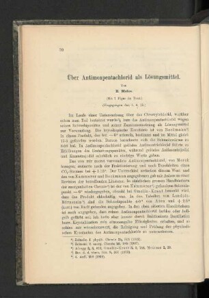 Über Antimonpentachlorid als Lösungsmittel.