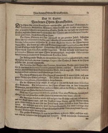 Das XI. Capitel. Von denen Ohren-Kranckheiten
