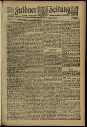 Erste Ausgabe vom Samstag, den 07. September 1912.