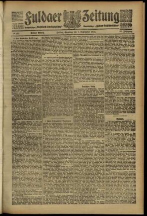 Erste Ausgabe vom Samstag, den 07. September 1912.