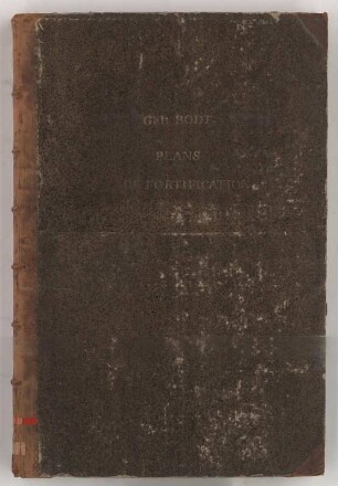 "GEL: BODT PLANS DE FORTIFICATION", Buchdeckel : Buchdeckel mit geprägtem Titel, 18. Jh. Gold/Papier & Leder. 56,3 x 37,8 cm. Bez.: "GEL: BODT PLANS DE FORTIFICATION"
