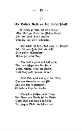7. Der Cölner Rath an die Bürgerschaft