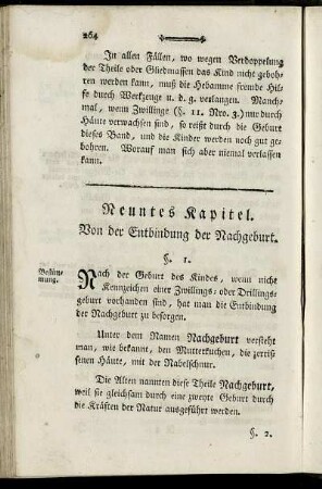 Neuntes Kapitel. Von der Entbindung der Nachgeburt.