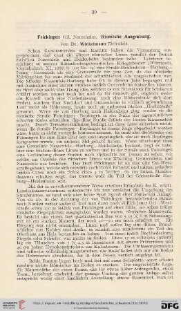 Frickingen OA. Neresheim. Römische Ausgrabung