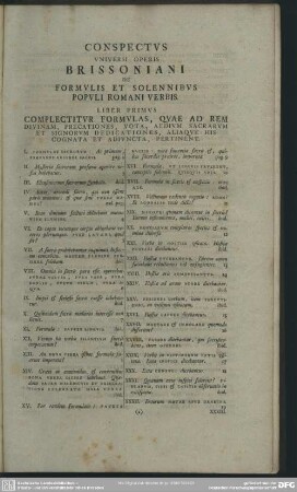 Conspectus Universi Operis Brissoniani De Formulis Et Solennibus Populi Romani Verbis