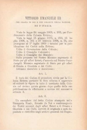 Vittorio 'Emanuele III per grazia di dio e per volontá della nazione re d'Italia