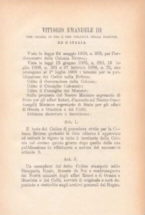 Vittorio 'Emanuele III per grazia di dio e per volontá della nazione re d'Italia