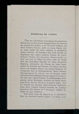 Entstehung des Instituts