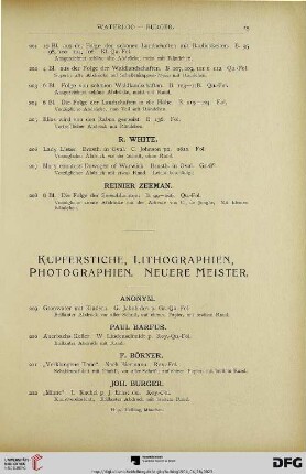 Kupferstiche, Lithographien, Photographien, Neuere Meister (Nr. 209-316)