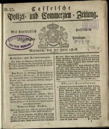 Nr. 53, Mittwoch, den 3ten Julii 1816