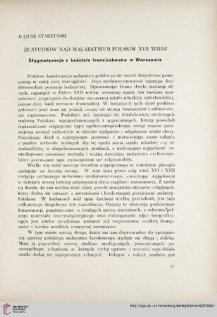 5: Ze studiów nad malarstwem polskim XVII wieku : Stygmatyzacja z kościoła franciszkanów w Warszawie