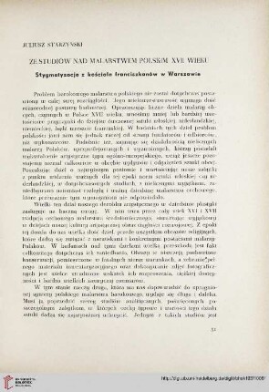 5: Ze studiów nad malarstwem polskim XVII wieku : Stygmatyzacja z kościoła franciszkanów w Warszawie