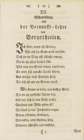 XII. Abhandlung aus der Vernunft-Lehre von Vorurtheilen.