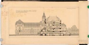 Prinzliches Palais, Berlin Schinkelwettbewerb 1901: Querschnitt in der Mittelachse