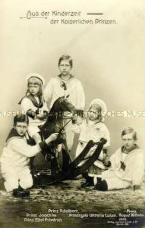 Adalbert, Joachim, Eitel-Friedrich, August Wilhelm und Viktoria Luise von Preußen