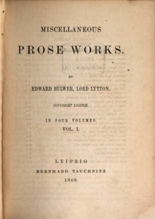 Miscellaneous prose works, 1