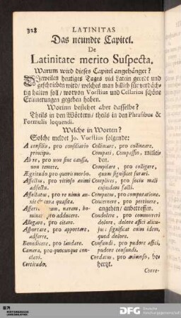 Das neundte Capitel. De Latinitate merito Suspecta