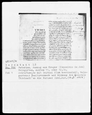 Pseudo-Paterius B (Bruno Monachus) — Initiale C (um beatissimi), Folio 1recto