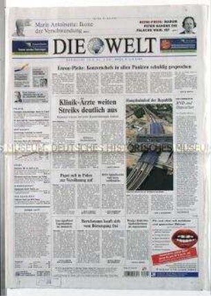 Tageszeitung "Die Welt" u.a. zur Einweihung des neuen Hauptbahnhofes in Berlin