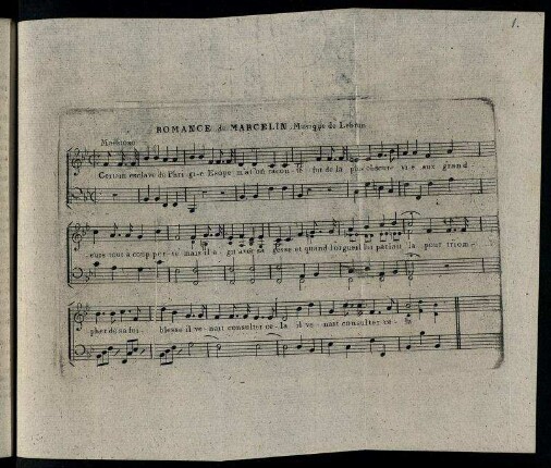 Romance de Marcelin, Musique de Lebrun.