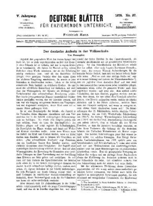 Der deutsche Aufsatz in der Volksschule
