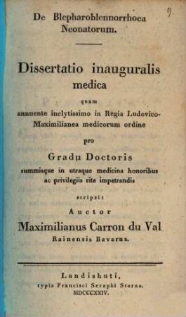 De blepharoblennorrhoea neonatorum : diss. inaug. med.