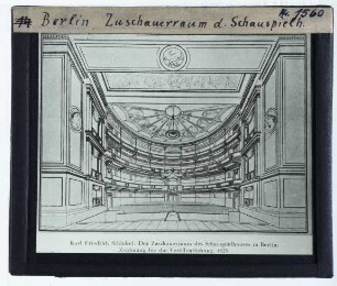 Berlin, Konzerthaus, ehem. Schauspielhaus,Schinkel, Schauspielhaus auf dem Gendarmenmarkt, Zuschauerraum (Berlin KK SM 21b.70) : Federzeichnung