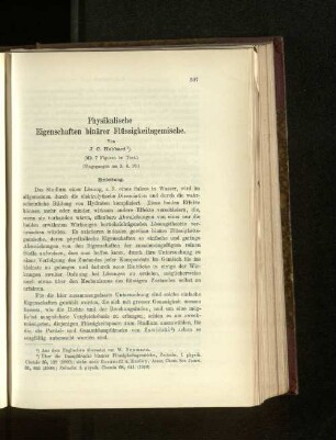 Physikalische Eigenschaften binärer Flüssigkeitsgemische.