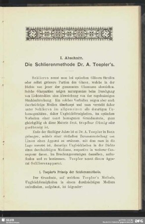 1. Toepler´s Princip der Schlierenmethode